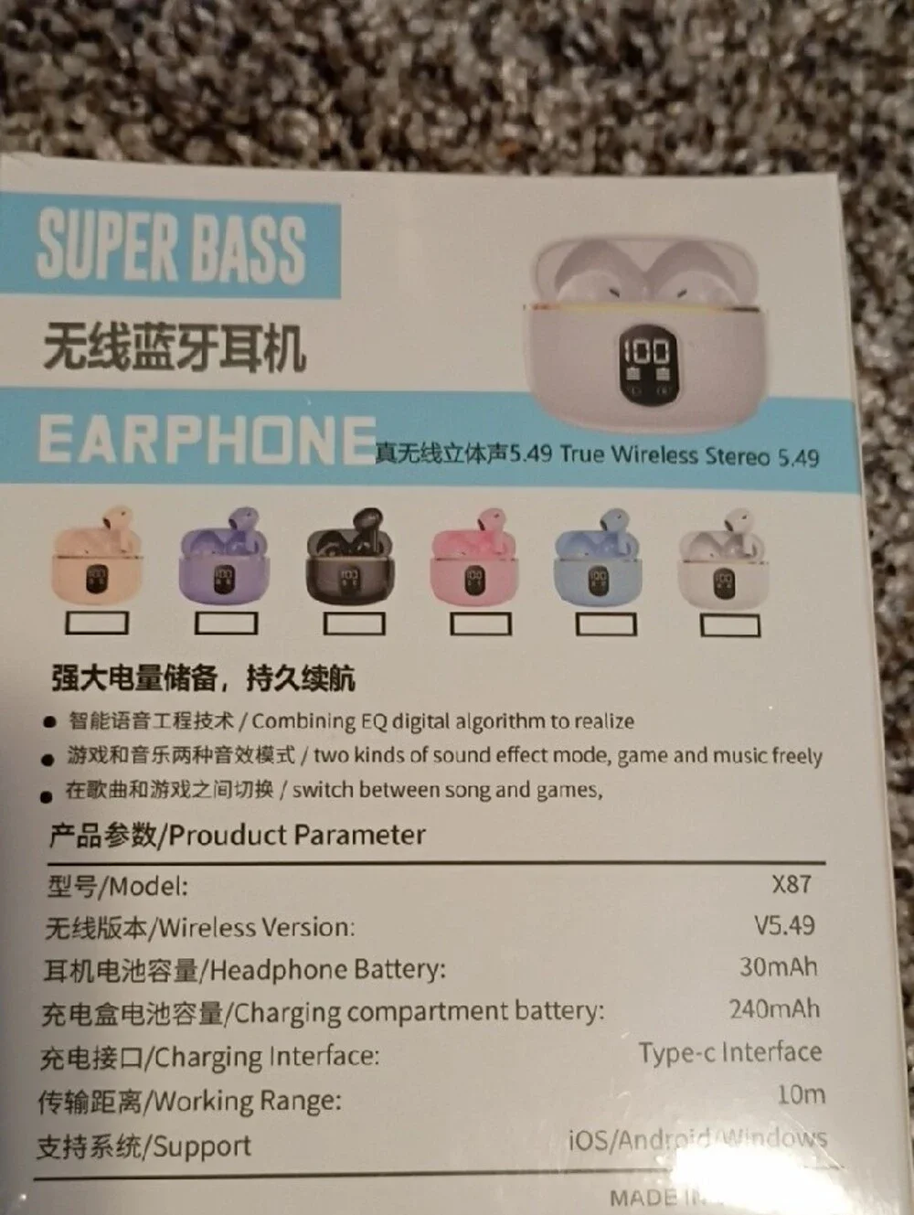 X87 True Wireless Earbuds - White